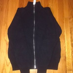 J Crew Knit Cotton Full Zip Cardigan Funnelneck